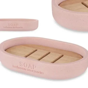 SAPUNIERA PENTRU BAIE CU INSERTIE DE BAMBUS DIN MATERIAL RASINA, STIL MODERN